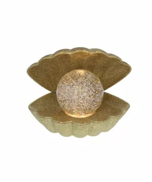 Lampe coquillage à paillettes dorées