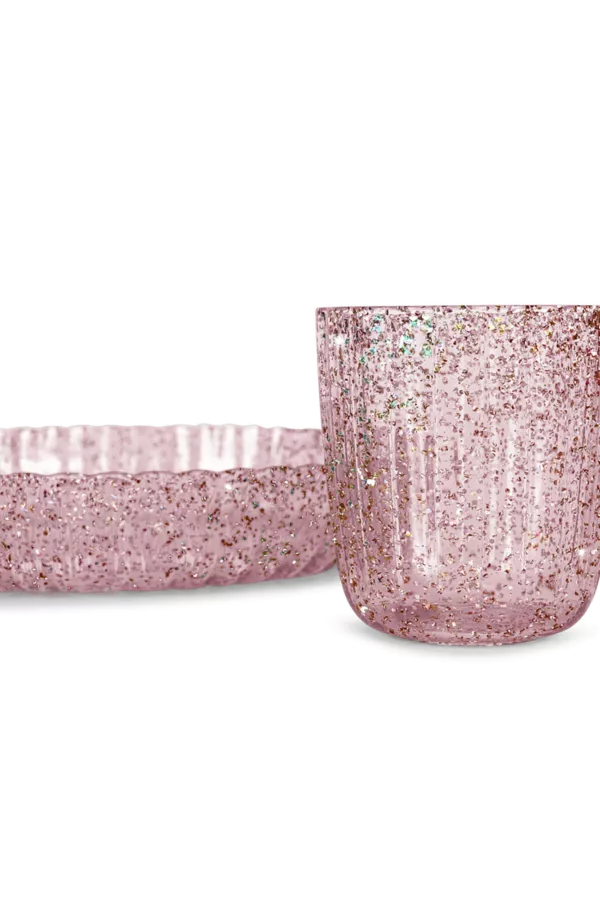 Set de vaisselle rose pailleté – Image 3