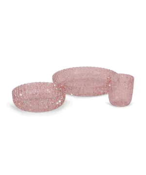 Set de vaisselle rose pailleté