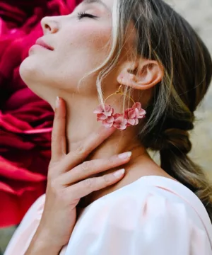Boucles d'oreilles fleurs - Fushia