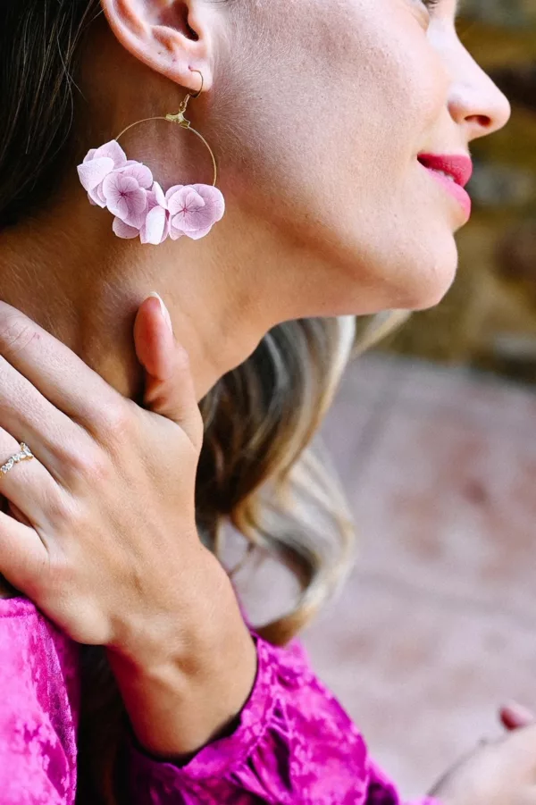 Boucles d'oreilles fleurs - Rose poudré – Image 2