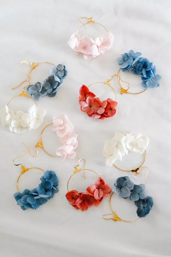 Boucles d'oreilles fleurs - Bleu turquoise – Image 2