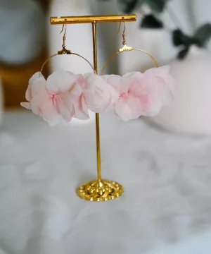 Boucles d'oreilles fleurs - Rose poudré