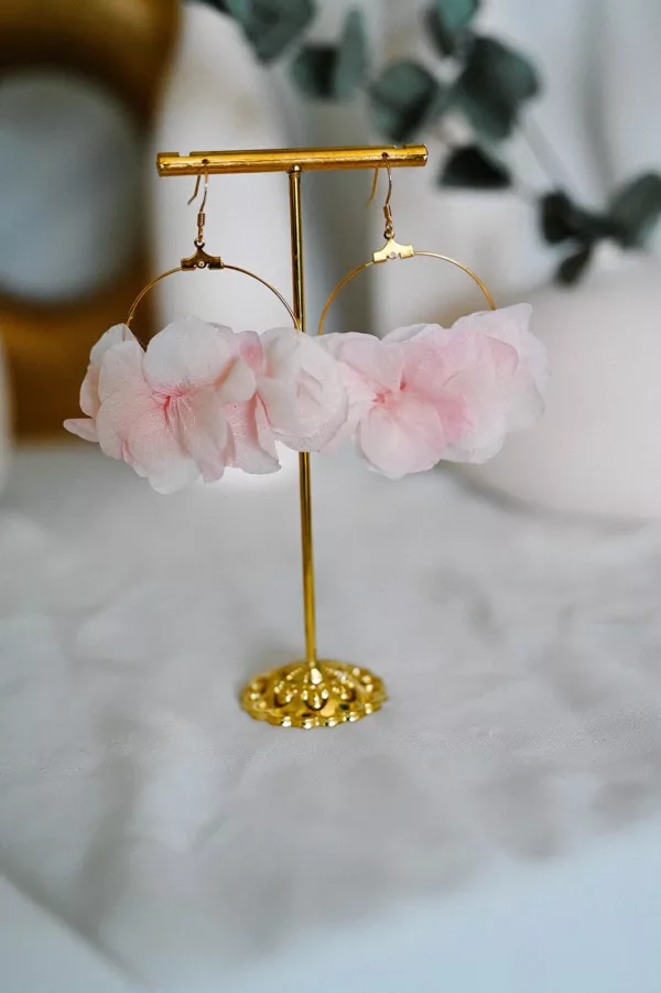 Boucles d'oreilles fleurs - Rose poudré