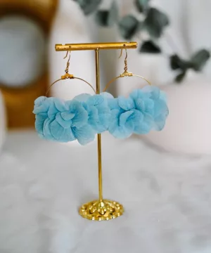 Boucles d'oreilles fleurs - Bleu ciel