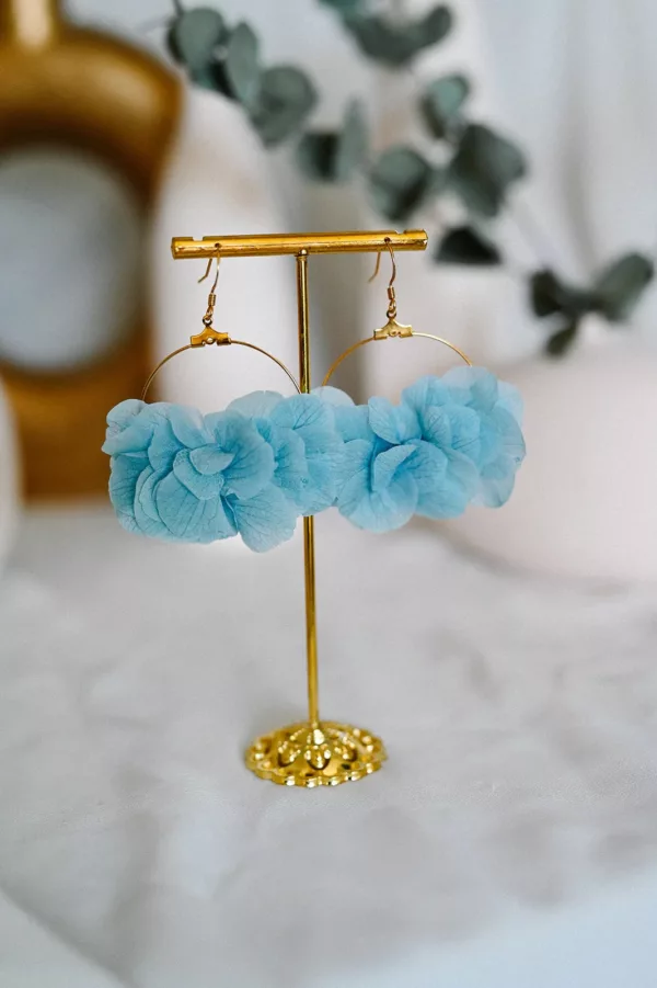 Boucles d'oreilles fleurs - Bleu ciel
