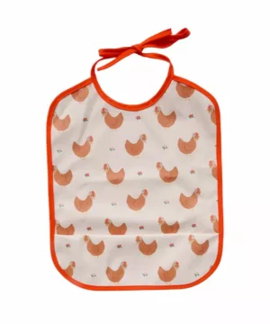 Bavoir en coton enduit « La petite poule rousse »