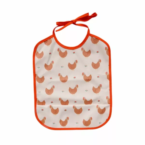 Bavoir en coton enduit « La petite poule rousse »