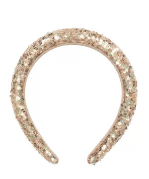 Serre-tête rembourré à paillettes dorées