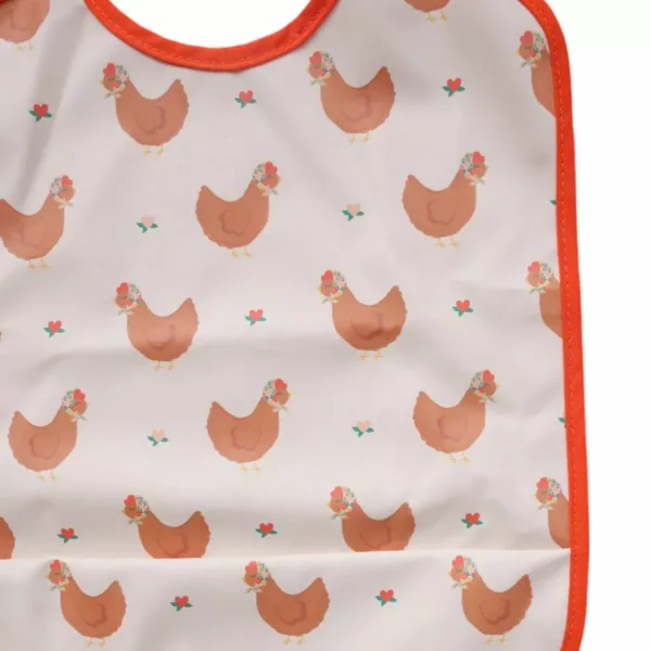Bavoir en coton enduit « La petite poule rousse » – Image 3