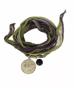 Bracelet ruban de soie | Vert olive