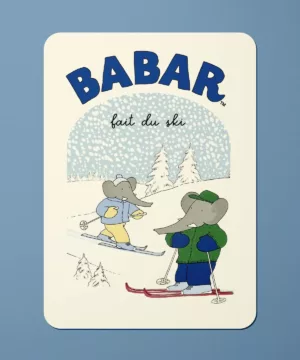 Carte postale - BABAR fait du ski