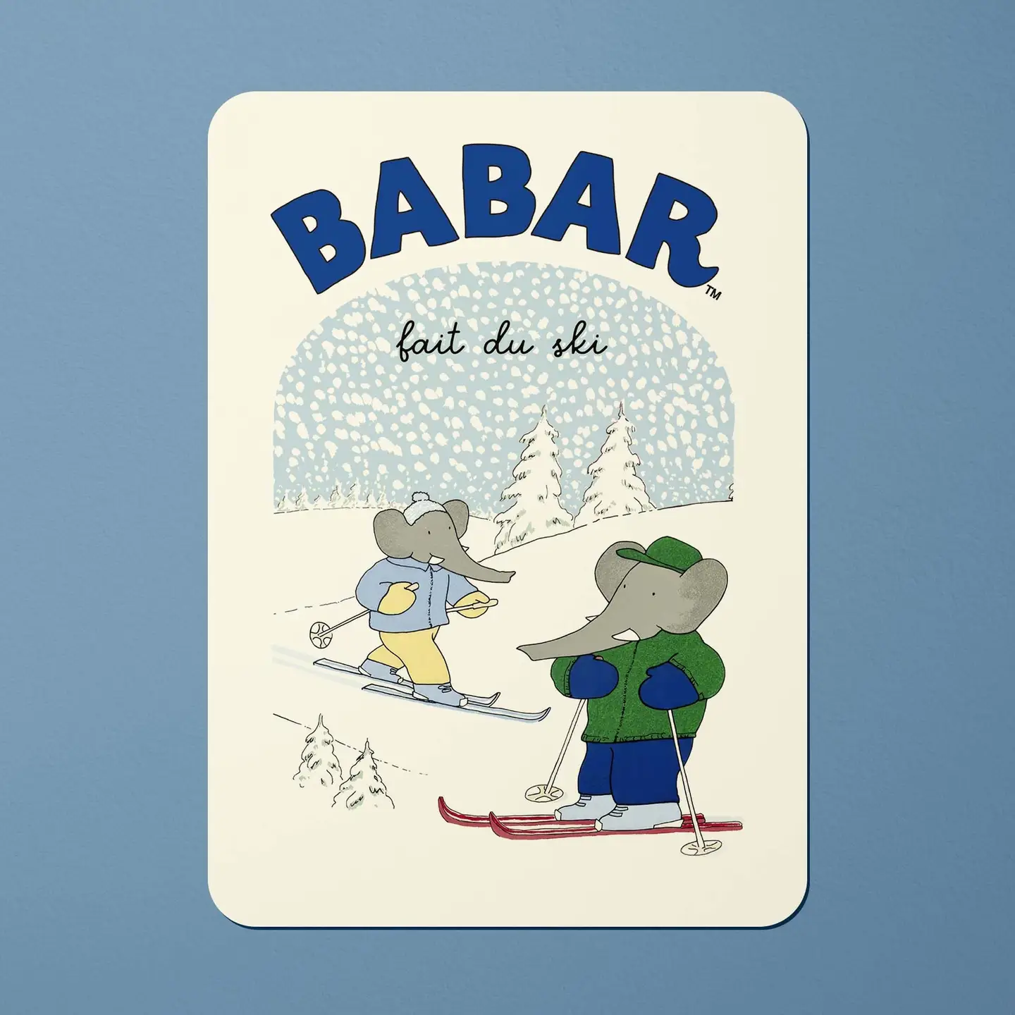Carte postale - BABAR fait du ski