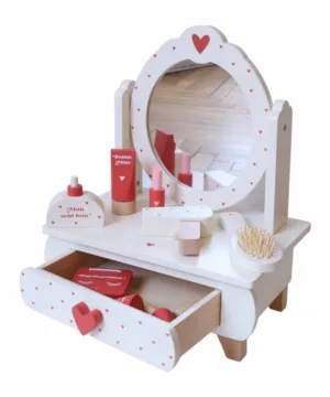 Mini coiffeuse en bois - Cœurs terracotta