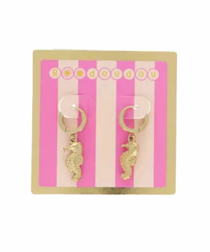 Boucles d'oreilles mini créoles - Hippocampe