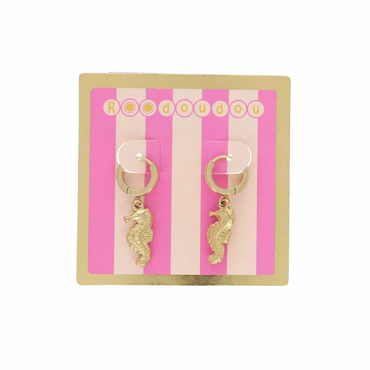 Boucles d'oreilles mini créoles - Hippocampe