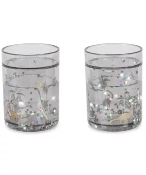 Lot de 2 verres pailletés - Dino