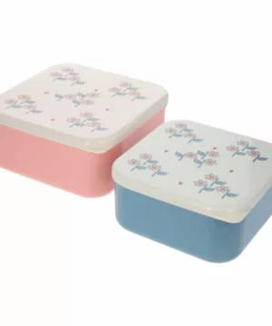 Lot de 2 boîtes à goûter - Fleurs