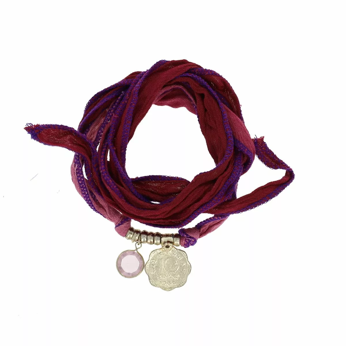 Bracelet ruban de soie | Rouge grenade