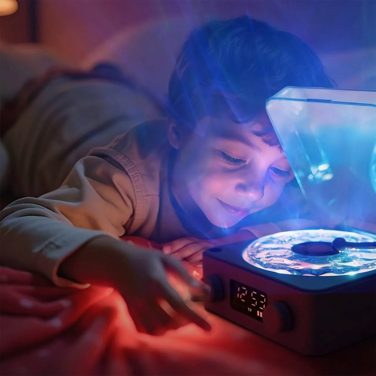 Veilleuse tourne-disque sensoriel magic wave - rose – Image 3